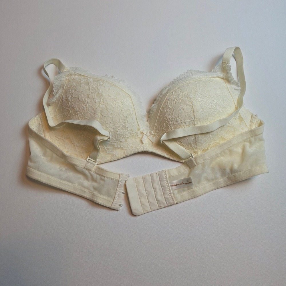 Younghearts Floral Lace Padded Push Up Bra Cream Ivory Size Large Y23-20283V